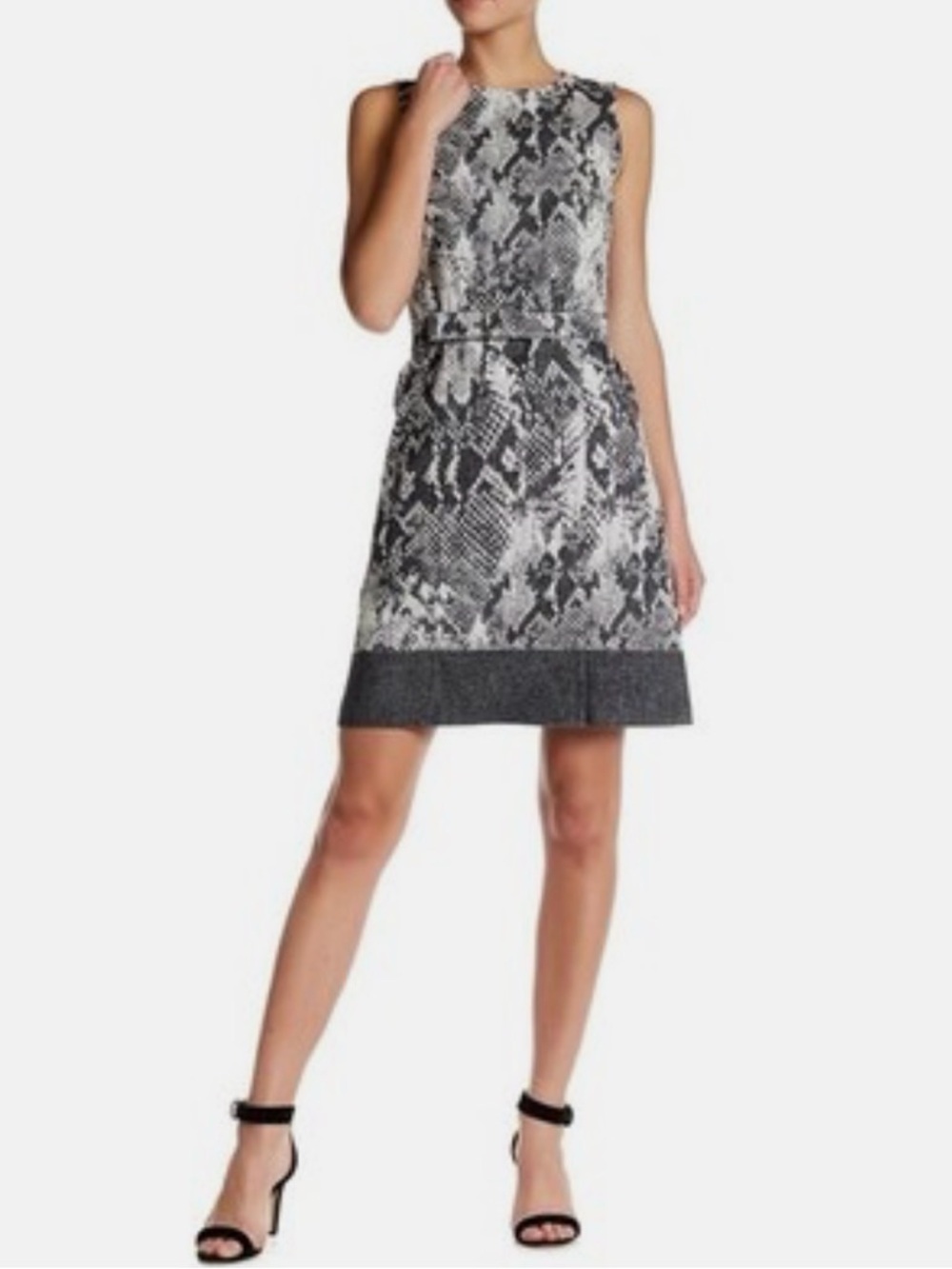 Hugo Boss Womens Daneki Snake Jacquard Sheath Dress 12 Grey